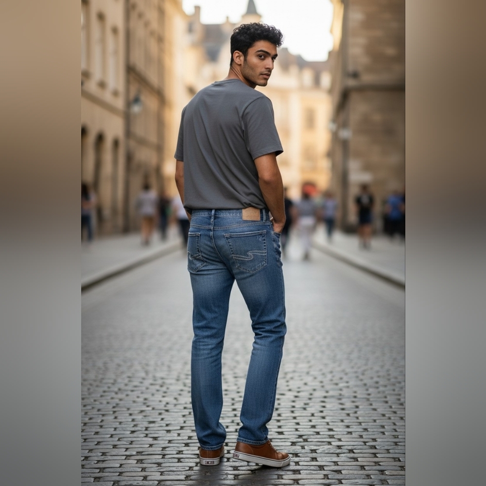 Silver Jeans Men's Blue Slim Fit Jeans - Classic Everyday Style, Size 36x30